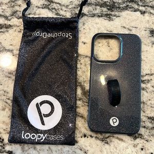 iPhone 13 pro Black sparkle loopy case